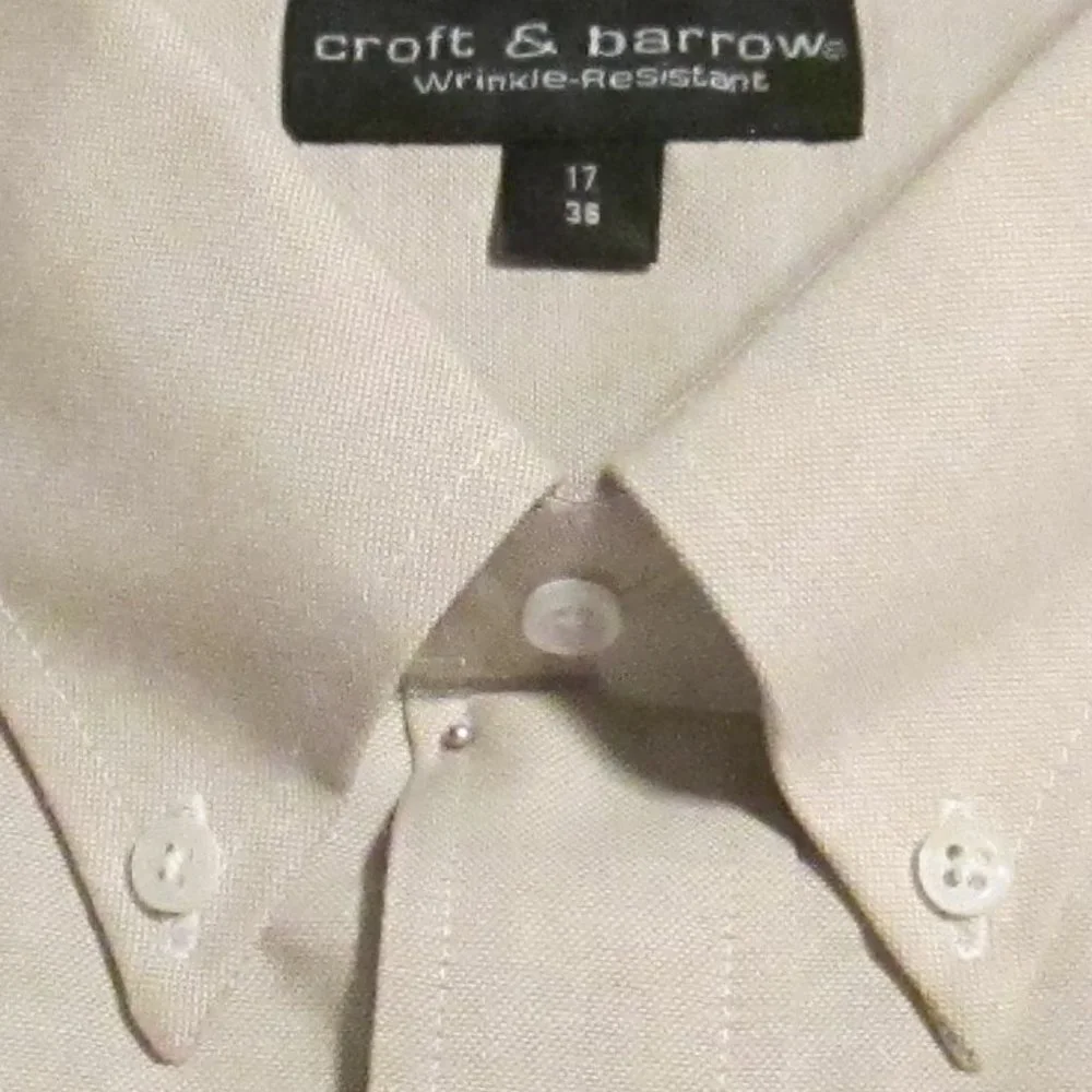 🎈 #SOLD# CROFT & BARROW MEN’S TAN/BEIGE DRESS SHIRT – 17/36 NEW 🎈 - Picture 11 of 15